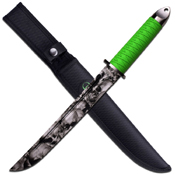 Z Hunter ZB-120GSGRAY Green Ribbon Pattern Rubber Handle Fixed Knife