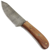 True Damascus Fixed Blade Knife w/Sheath - Walnut Wood