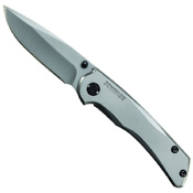 Schrade SCH311 Drop Point Blade Grey Steel Handle Folding Knife