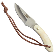 Schrade Primos Fixed Blade With White Bone Handle And Leather Sheath Knife