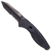 SOG Black Tini Aegis Mini Tanto Knife With Serrated Blade