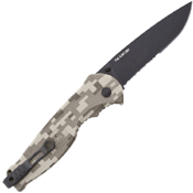 SOG Black Tini Flash II Knife With Digi Camo And Half Serrated Blade
