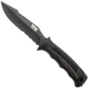 SEAL Strike Half Serrated Edge Fixed Blade Knife w/ Sheath