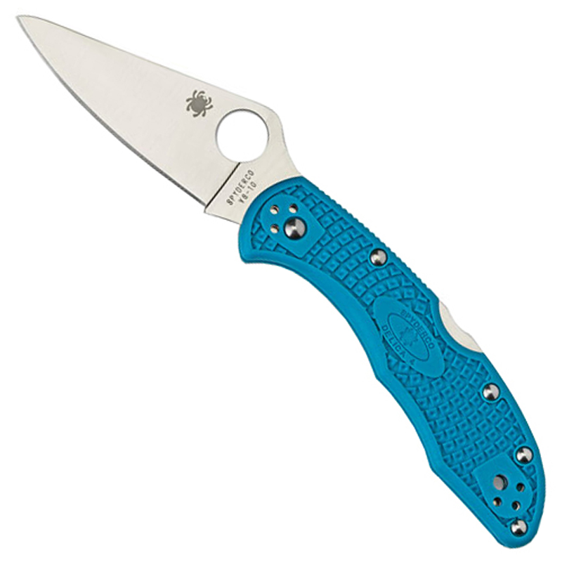 Spyderco Delica Lightweight Plain Edge Folding Knife - Blue