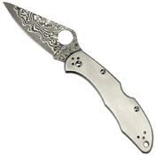 Delica 4 VG-10 Damascus Plain Edge Blade Folding Knife