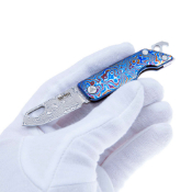 SRM TC4 6435-TL Folding Knife Damascus Pattern Handle