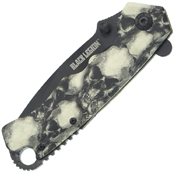 United Cutlery Black Savage Skull Aluminum Handle Folder Knife