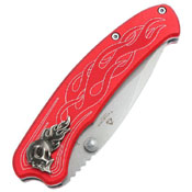 United Cutlery Tailwind Nova Skull Straight Edge Folder Knife - Red